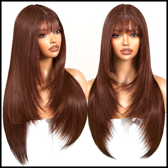 Synthetic Heat-Resistant Wig Layered Style with Bangs for Daily Party Use main image 6